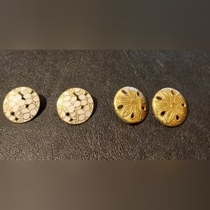 Vintage sand dollar and flower fashion pierced earrings